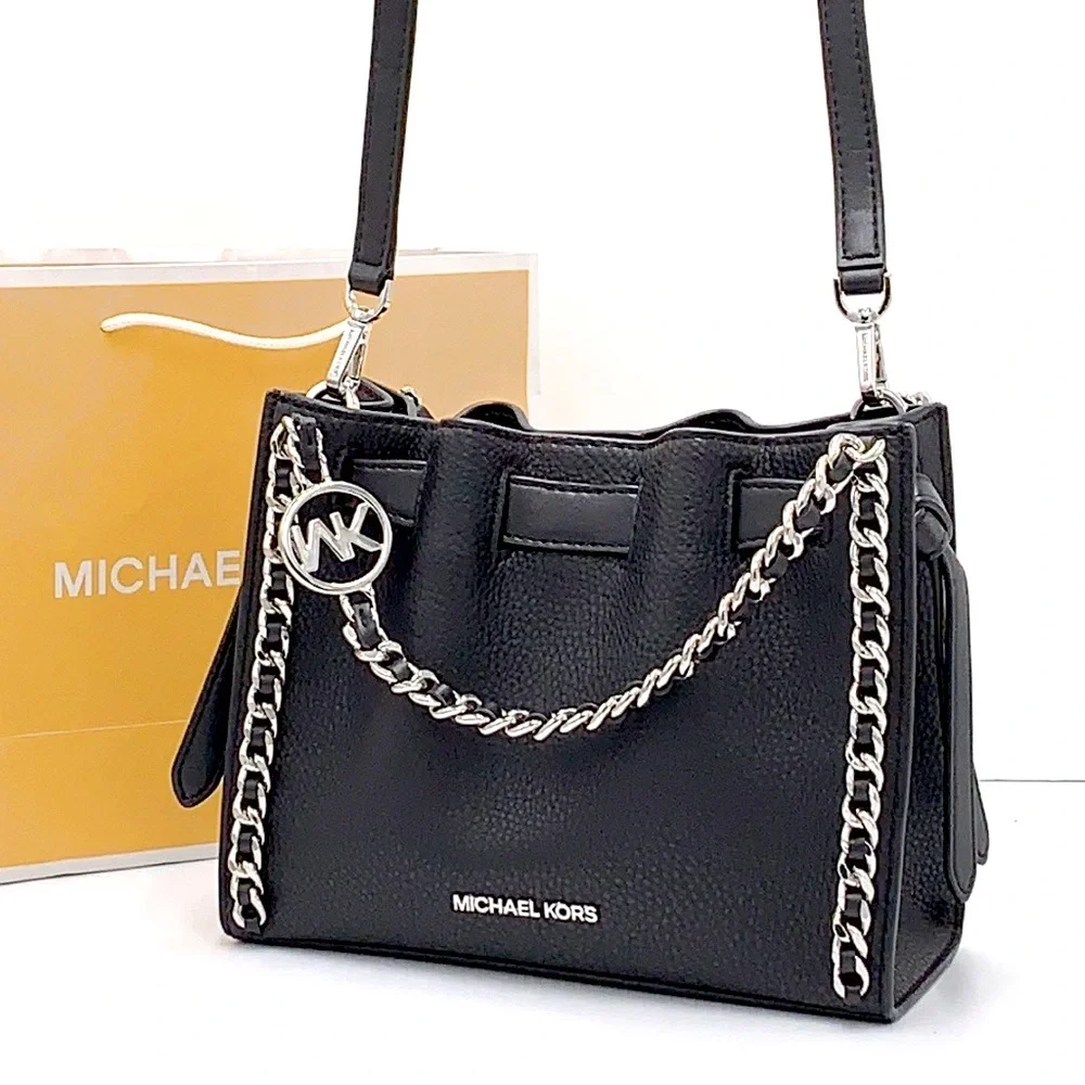 MICHAEL KORS MINA Small Belted Chain Crossbody bag BLACK COLOR